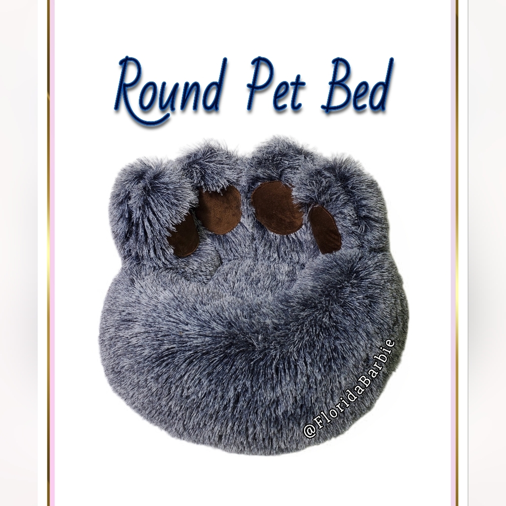 Pets Plush Comfy Fuzzy Small Round Bear Paw Shaped Plush Cat Dog Pet Bed